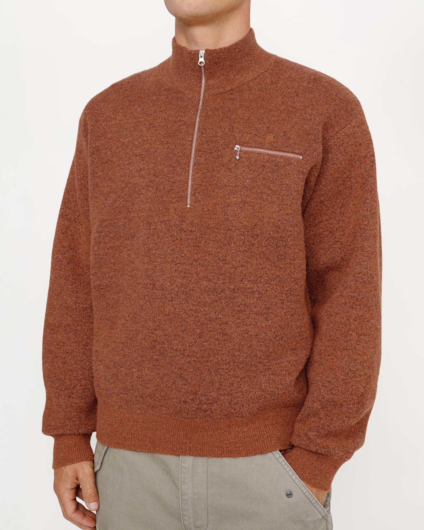 HALF ZIP MOCK NECK SWEATER