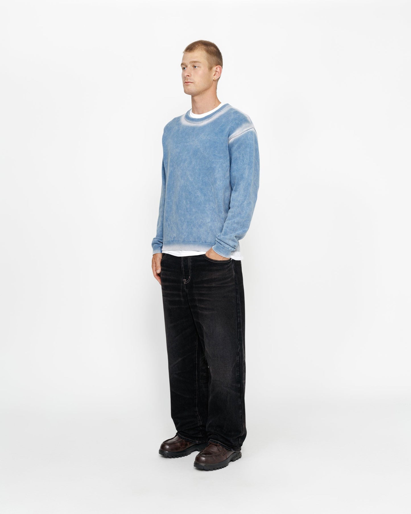 FADED COTTON KNIT CREW