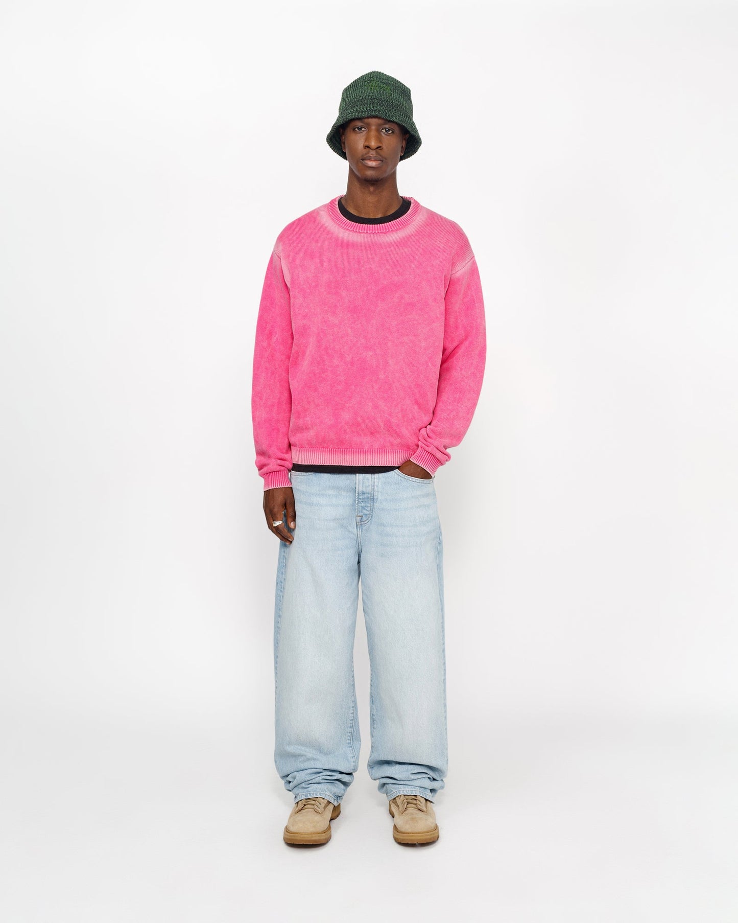 FADED COTTON KNIT CREW