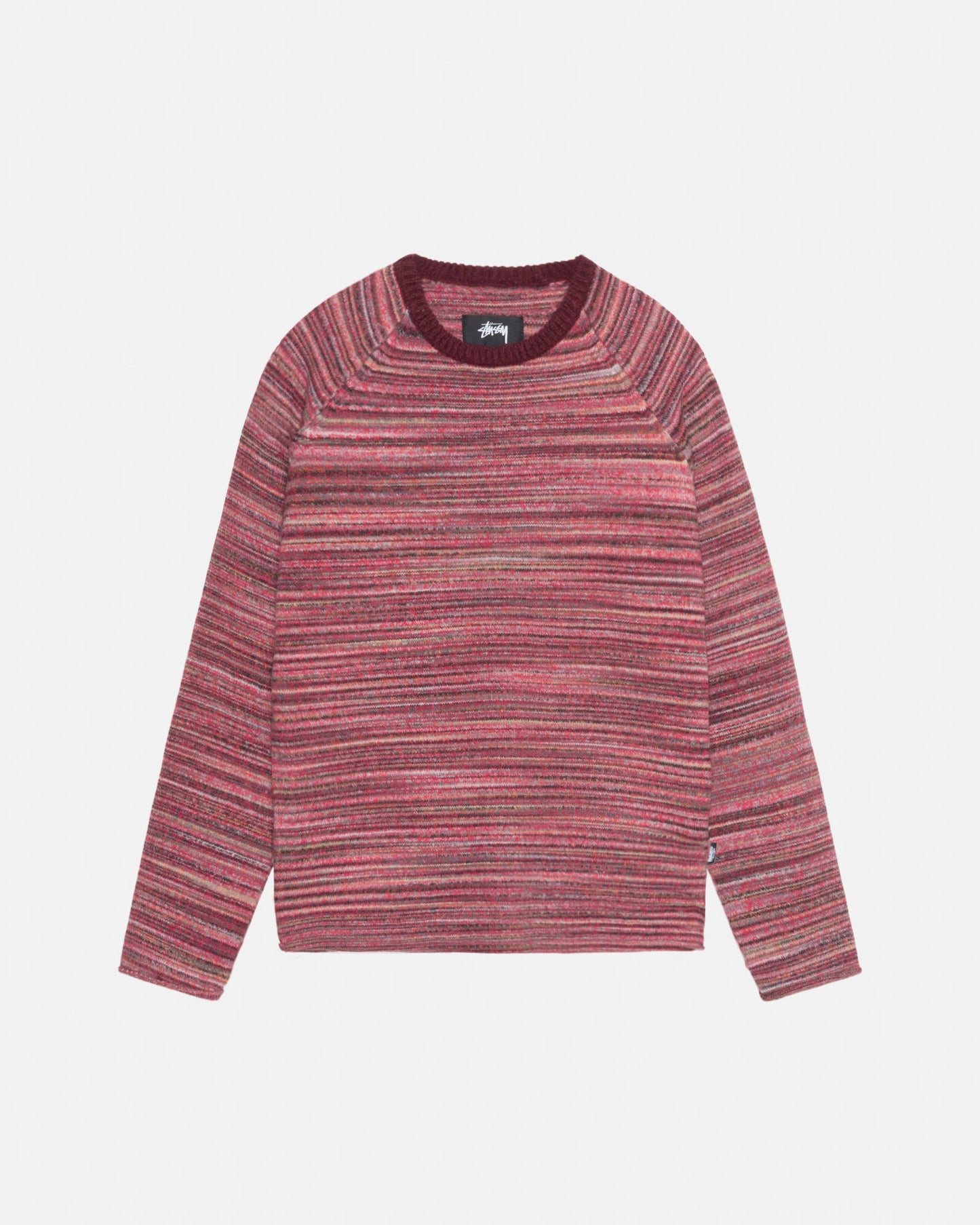 TEXTURED KNIT CONTRAST COLLAR CREW