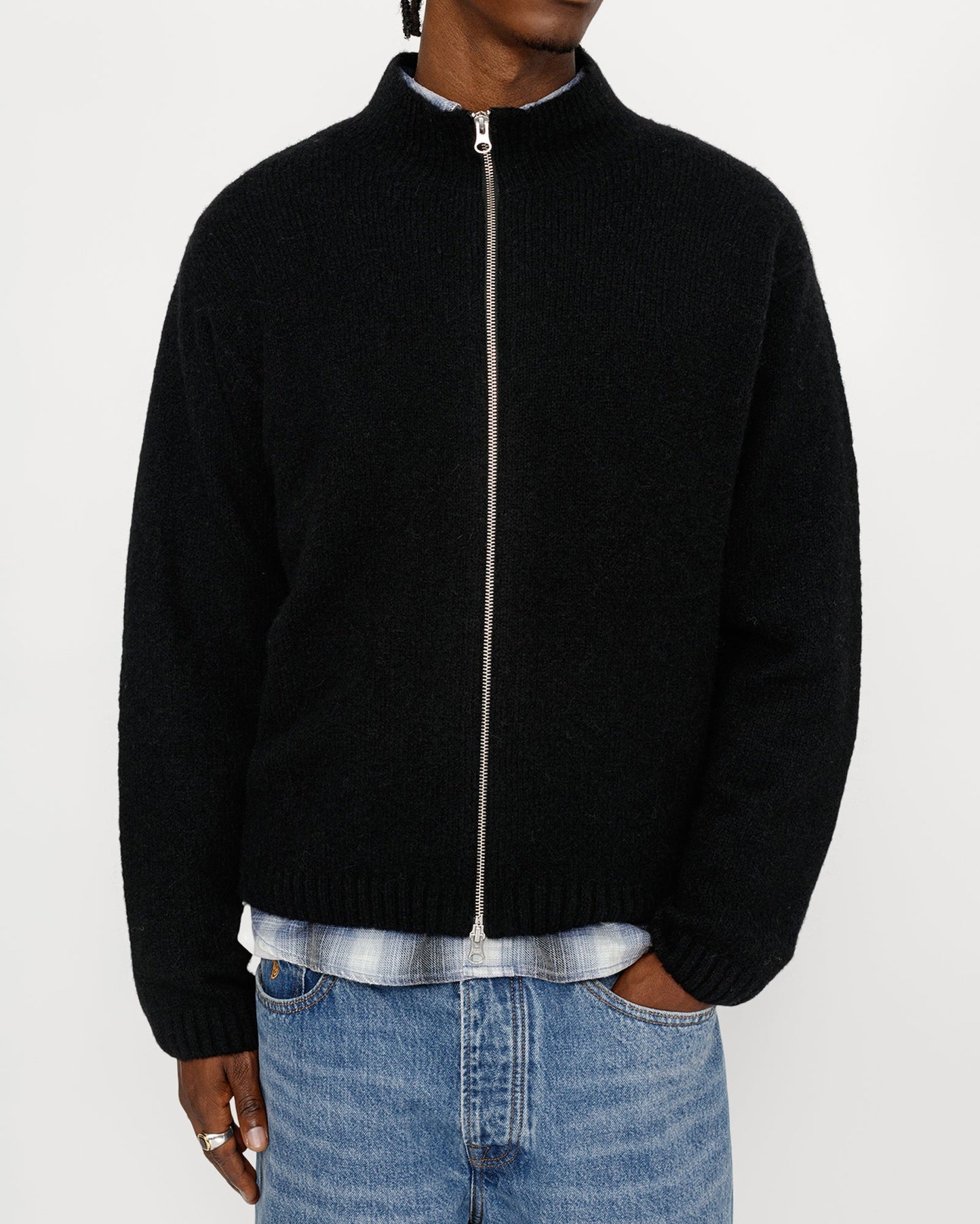 FULL ZIP BRUSHED MERINO SWEATER