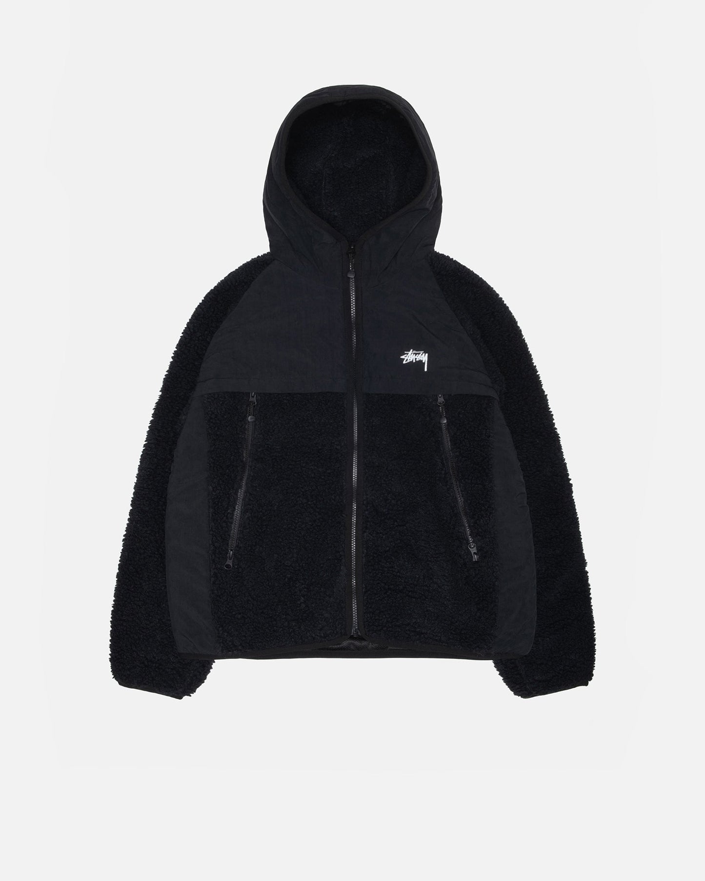 SHERPA PANELED HOODED JACKET