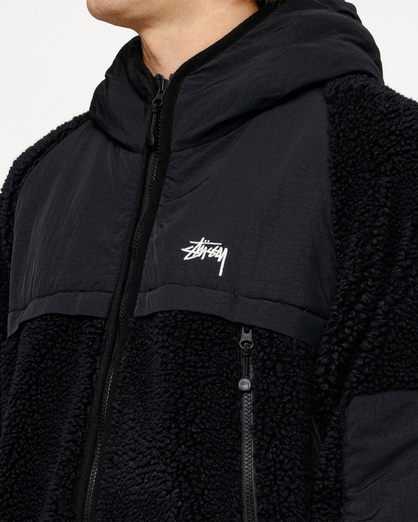 SHERPA PANELED HOODED JACKET