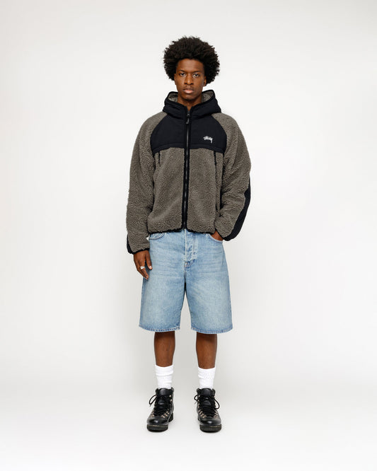 SHERPA PANELED HOODED JACKET