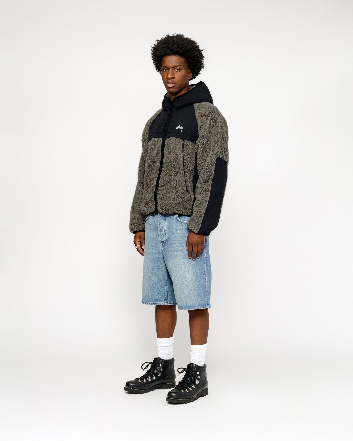 SHERPA PANELED HOODED JACKET