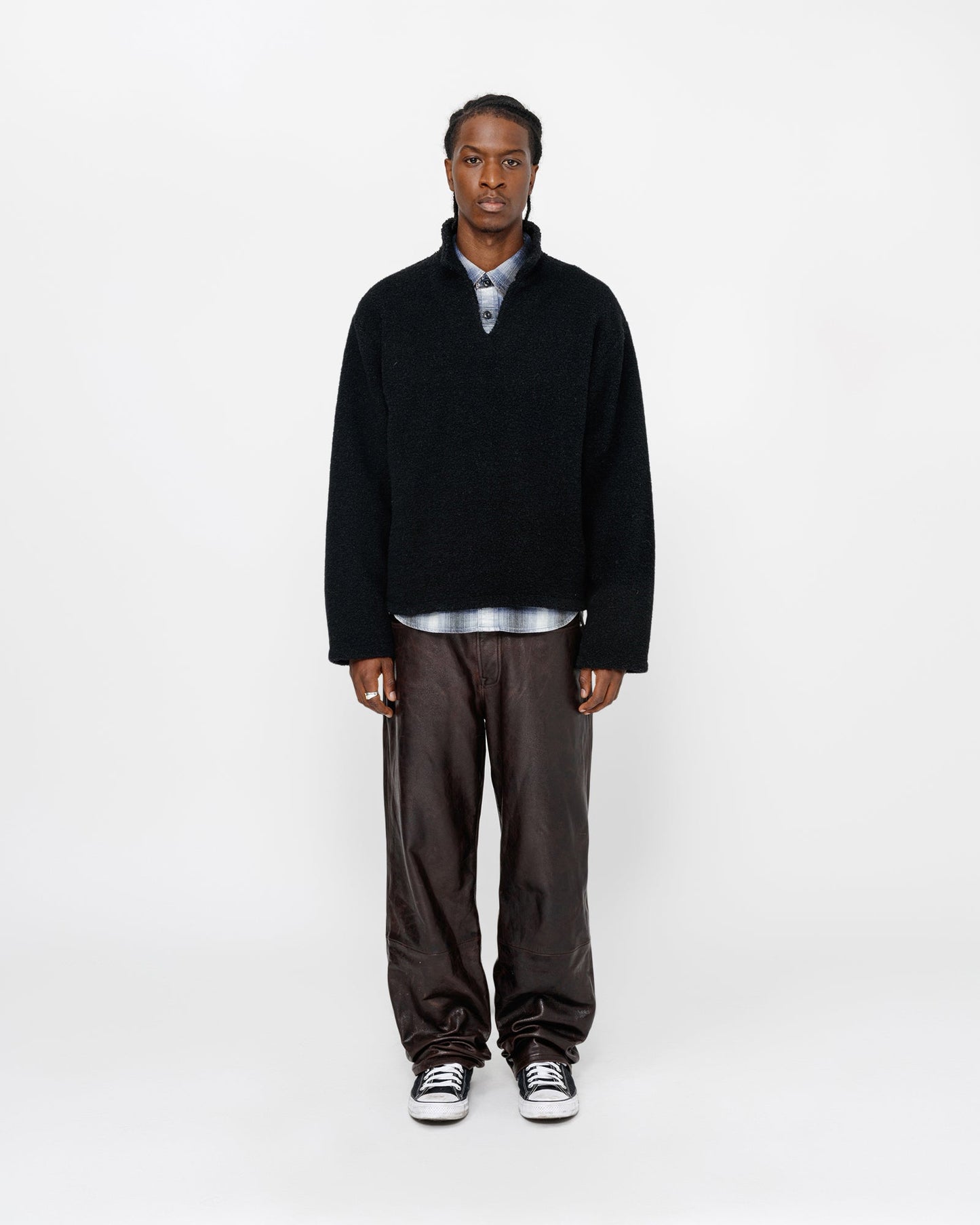 WOOL BLEND SHERPA PULLOVER