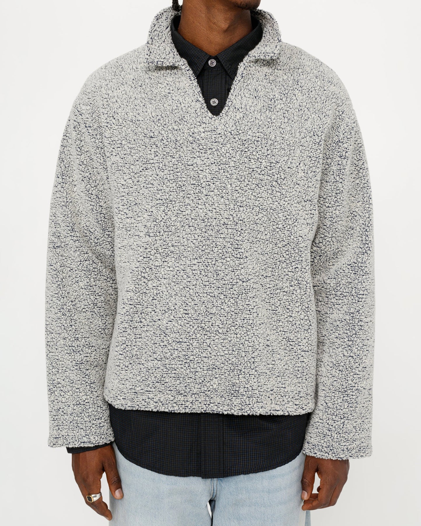 WOOL BLEND SHERPA PULLOVER