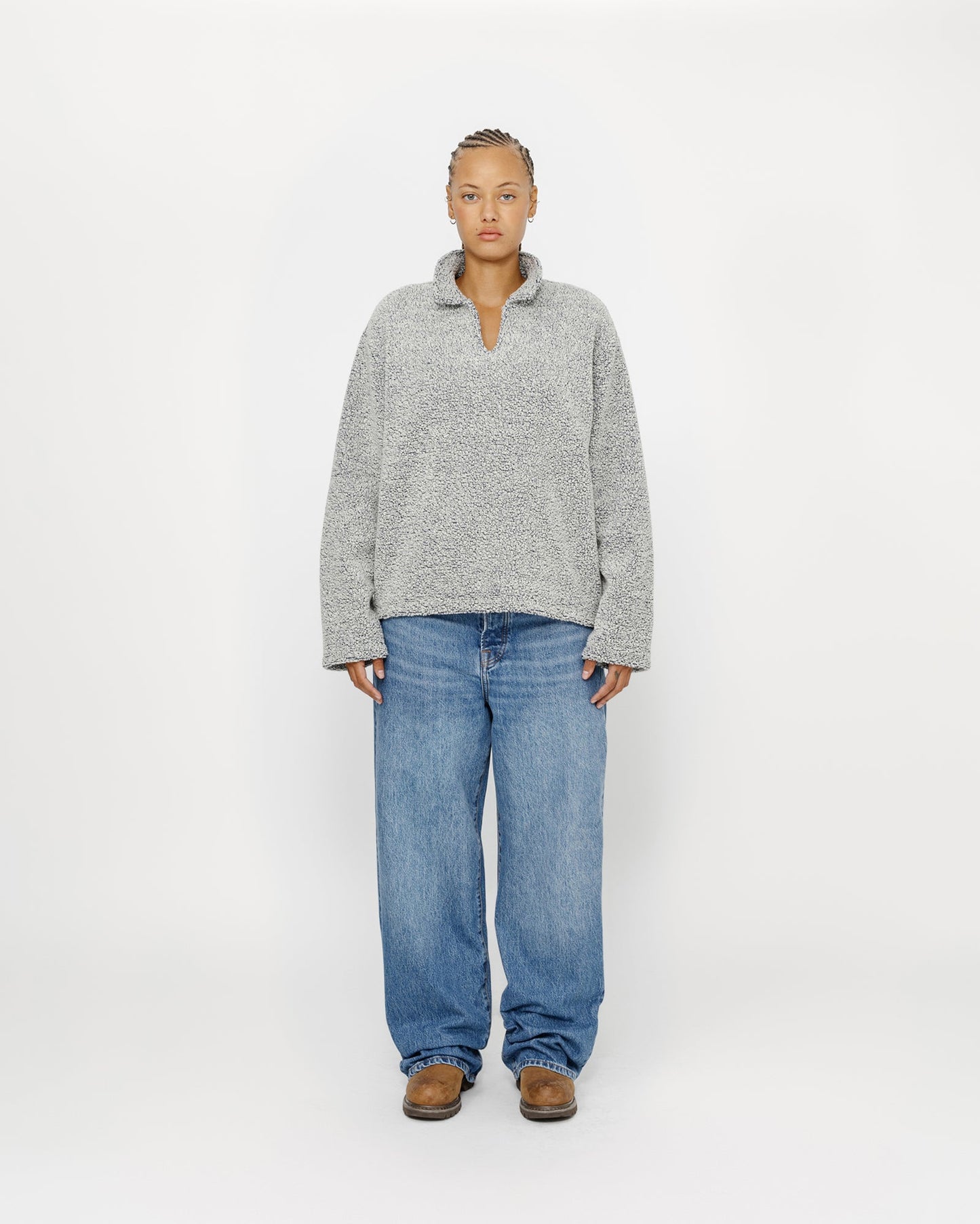 WOOL BLEND SHERPA PULLOVER