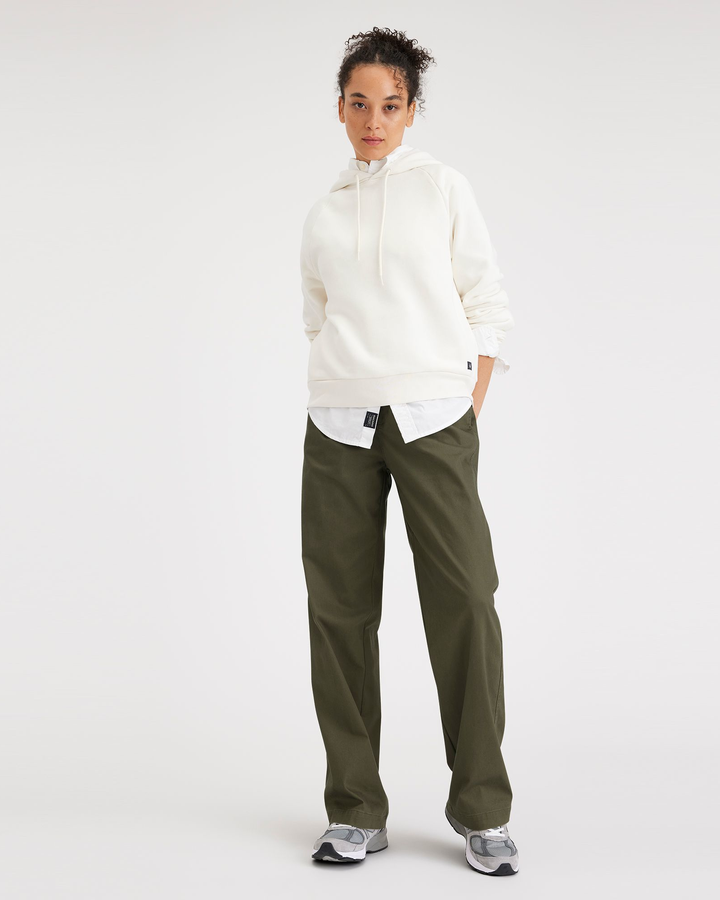 Women's Straight Fit Original Pleated High Wide Khaki Pants