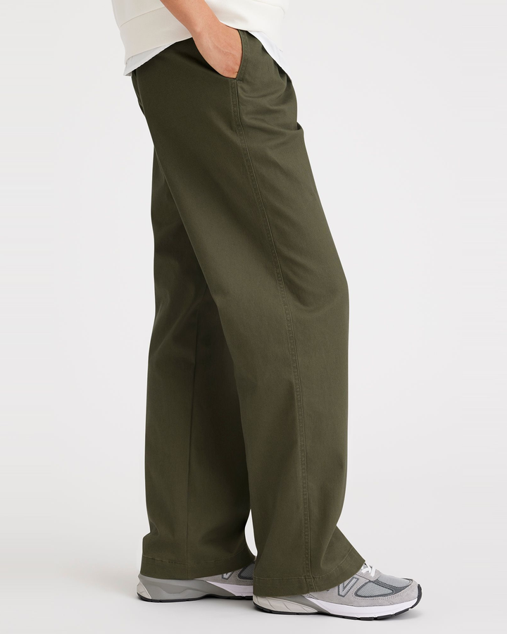 Women's Straight Fit Original Pleated High Wide Khaki Pants