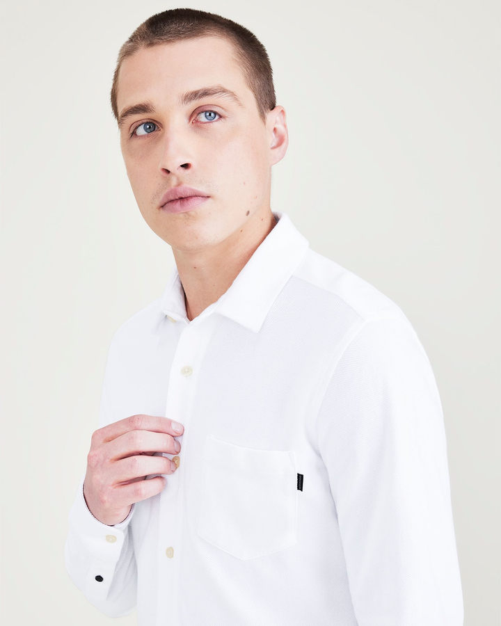 Men's Slim Fit Knit Button-Up Shirt